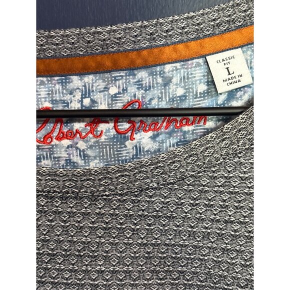 Robert Graham Mens Classic Fit Gray Patterned Short-Sleeve T-Shirt L - Picture 3 of 5